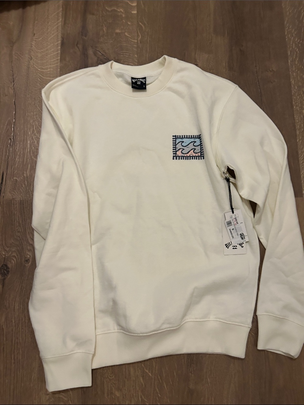 Billabong Cream Crewneck Sweatshirt with Small Wave Patch